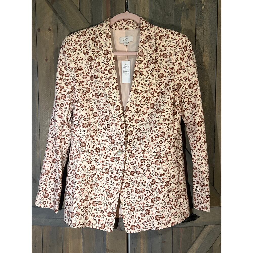 New with Tags LOFT Floral Print Linen Blend Blazer - Picture 2 of 7